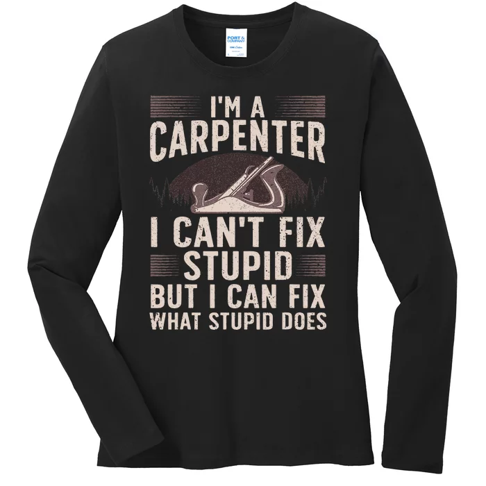 Funny Carpentry Design For Carpenter Woodworking Ladies Long Sleeve Shirt