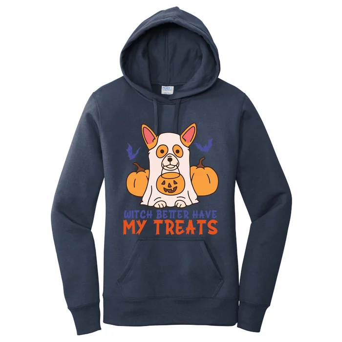 Funny Corgi Dog Lover Witch Better Have My Treats Halloween Gift Women's Pullover Hoodie