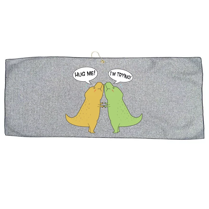 Funny Cute Dinosaur Trex Hug Me I'm Trying Large Microfiber Waffle Golf Towel