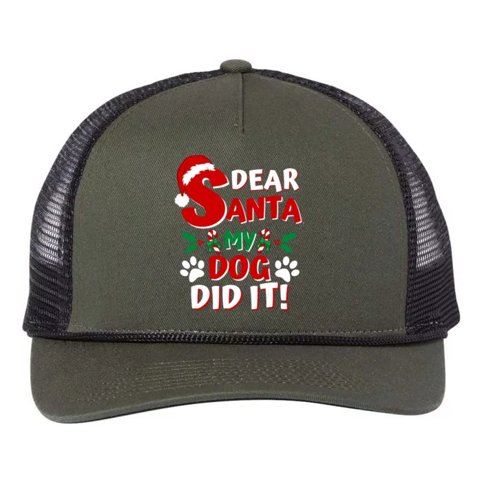 Funny Christmas Dog Lover Dear Santa My Dog Did It Retro Rope Trucker Hat Cap