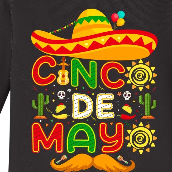 Festive Cinco De Mayo Celebration Graphic Baby Long Sleeve Bodysuit