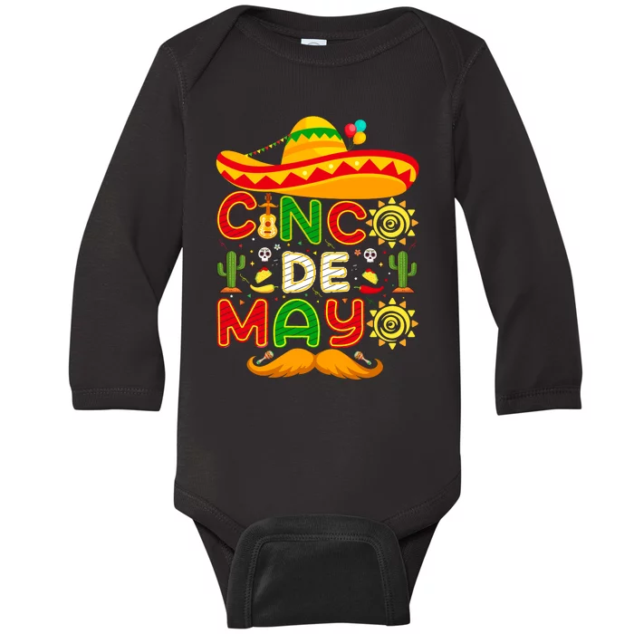 Festive Cinco De Mayo Celebration Graphic Baby Long Sleeve Bodysuit