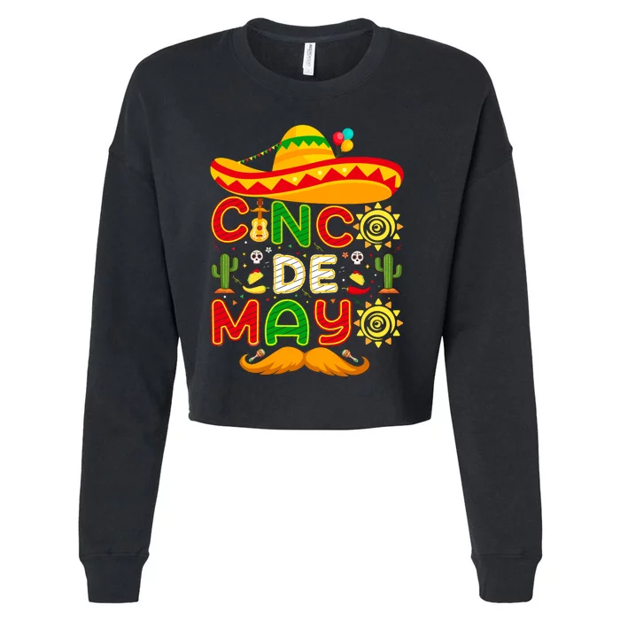 Festive Cinco De Mayo Celebration Graphic Cropped Pullover Crew