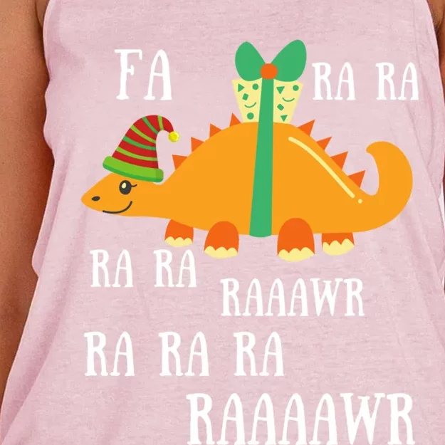 Funny Cute Dinosaur Fa Ra Ra Rawr Rawr Christmas Stegosaurus Meaningful Gift Women's Knotted Racerback Tank