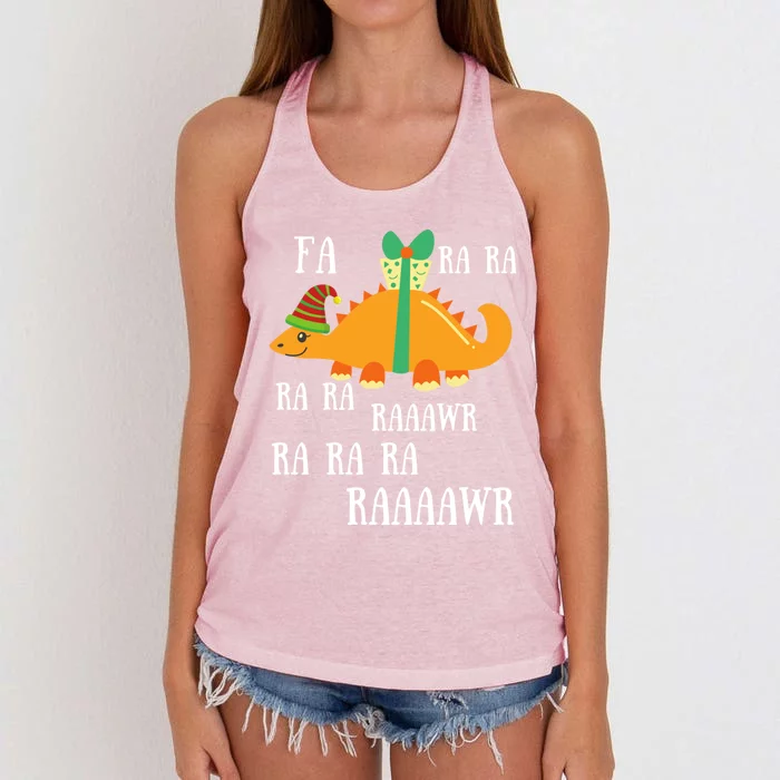 Funny Cute Dinosaur Fa Ra Ra Rawr Rawr Christmas Stegosaurus Meaningful Gift Women's Knotted Racerback Tank