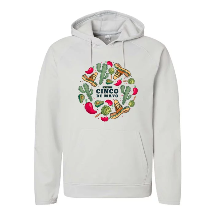 Feliz Cinco De Mayo Party, Mexican Holiday ,5 De Mayo Fiesta Performance Fleece Hoodie