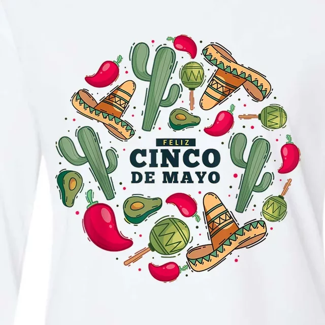 Feliz Cinco De Mayo Party, Mexican Holiday ,5 De Mayo Fiesta Womens Cotton Relaxed Long Sleeve T-Shirt