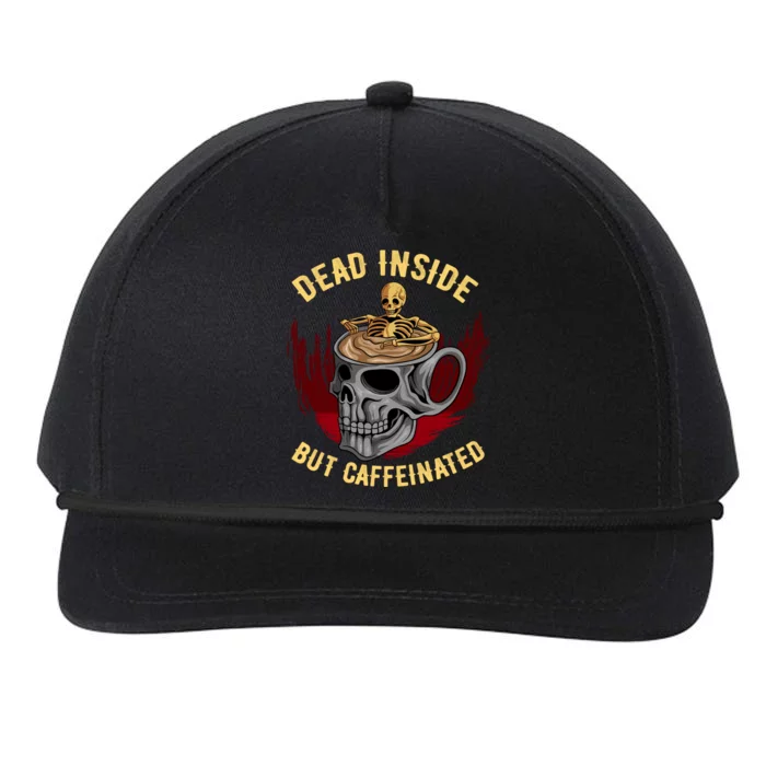 Funny Coffee Dead Inside But Caffeinated Skull Cup Skeleton Gift Snapback Five-Panel Rope Hat