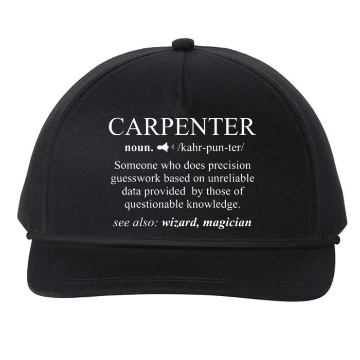 Funny Carpenter Definition Shirts Woodworking Carpentry Gift Snapback Five-Panel Rope Hat