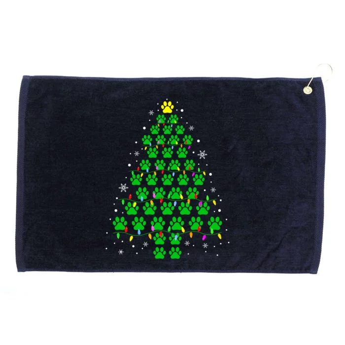 Funny Christmas Dog Print Paw Tree Gift Grommeted Golf Towel