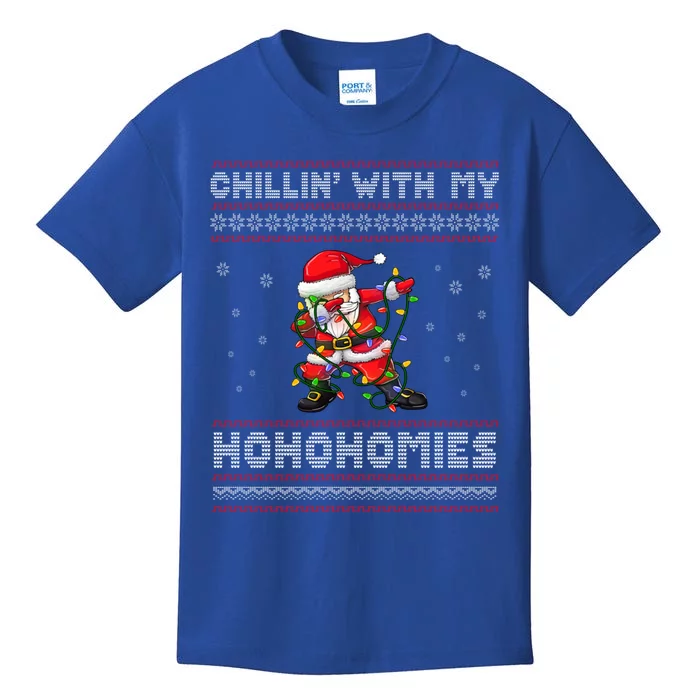 Funny Christmas Dabbing Santa Chillin With My Ho Ho Homies Gift Kids T-Shirt