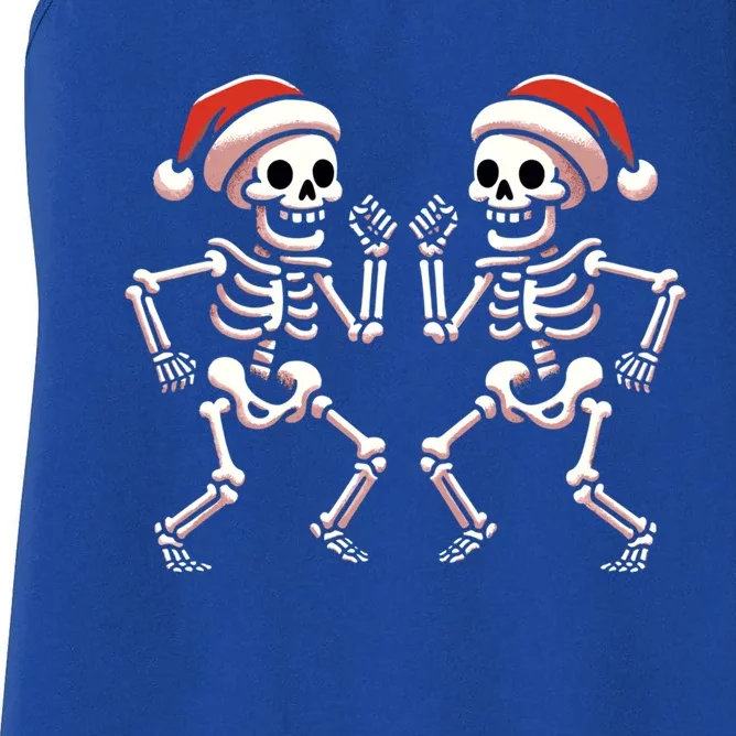 Funny Christmas Dancing Skeletons Santa Hat Xmas Cute Gift Women's Racerback Tank