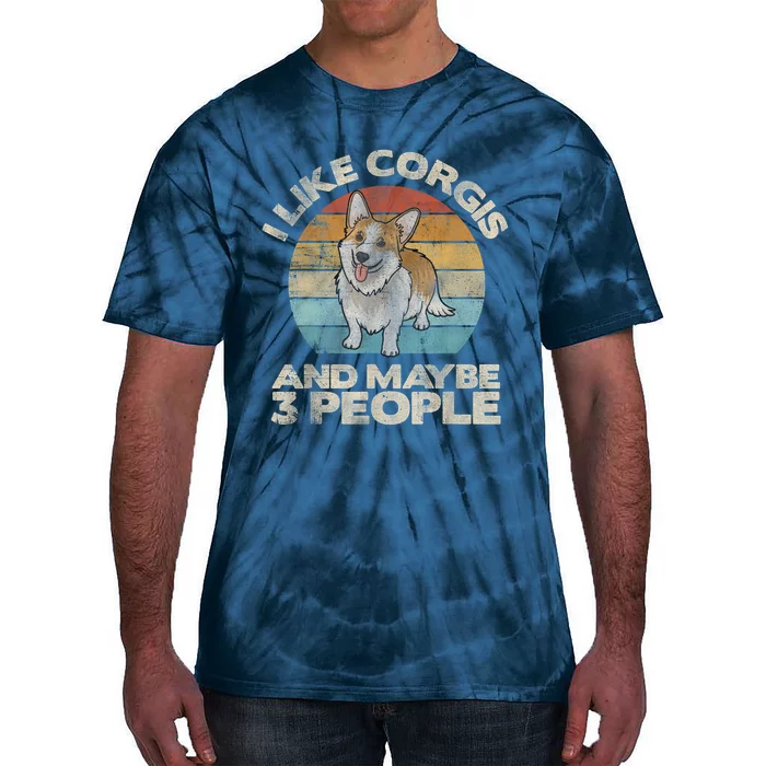 Funny Corgi Dog Dog Lover Corgis 3 People Corgi Tie-Dye T-Shirt