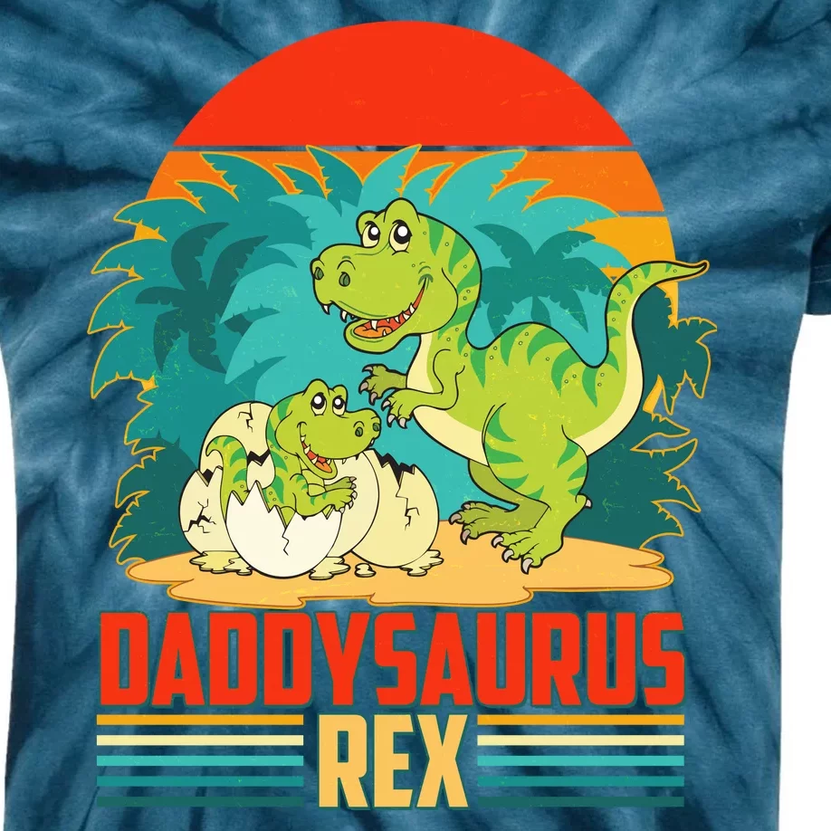 Funny Cute Daddysaurus Rex Kids Tie-Dye T-Shirt