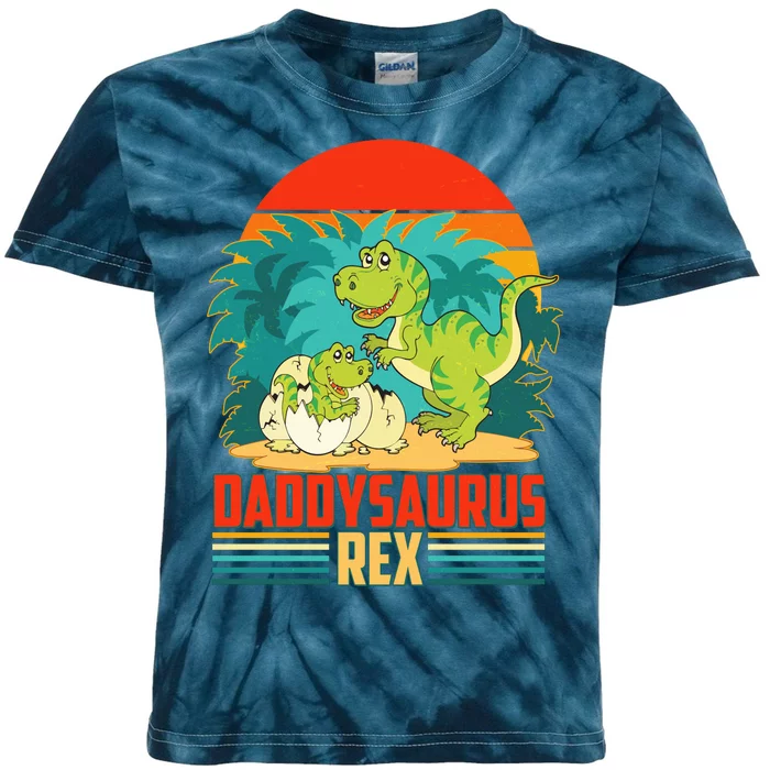 Funny Cute Daddysaurus Rex Kids Tie-Dye T-Shirt