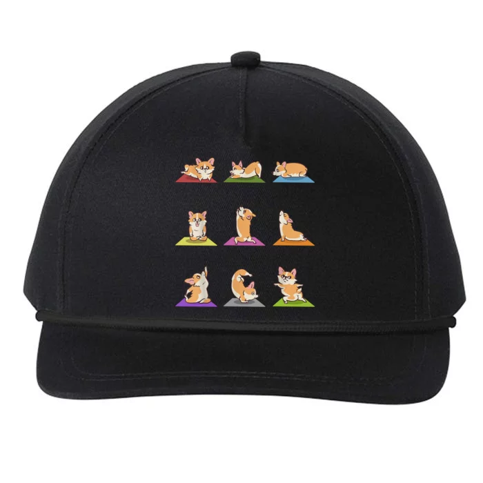 Funny Corgi Dogs Yoga Asana Poses Meditation Lovers Masters Gift Snapback Five-Panel Rope Hat