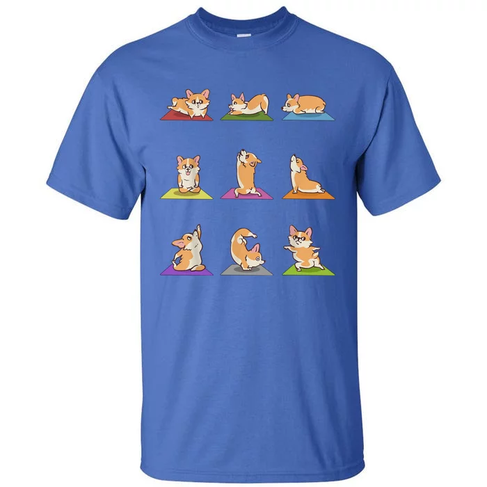 Funny Corgi Dogs Yoga Asana Poses Meditation Lovers Masters Gift Tall T-Shirt