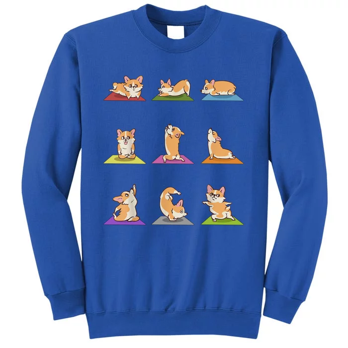 Funny Corgi Dogs Yoga Asana Poses Meditation Lovers Masters Gift Tall Sweatshirt