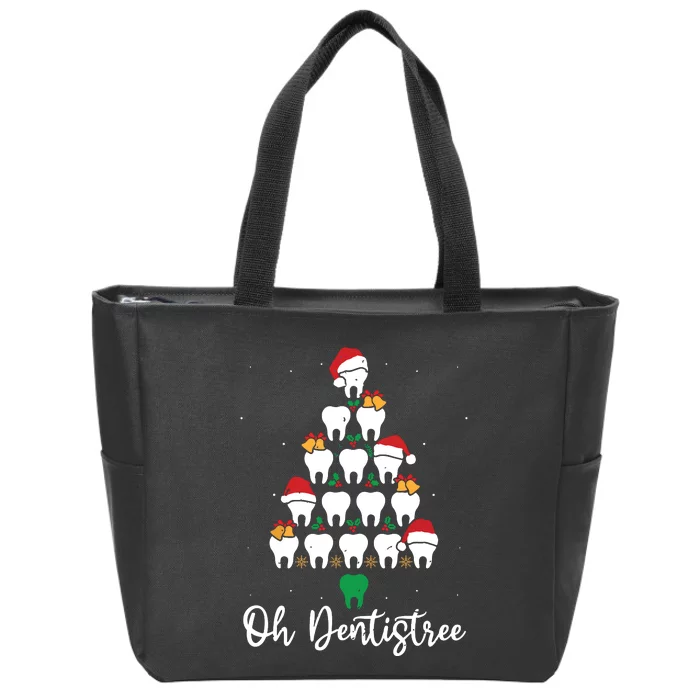 Funny Christmas Dentist Tree Dental Oh Dentistree Tooth Tree Zip Tote Bag