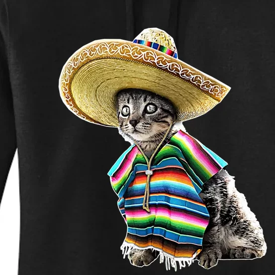 Funny Cinco De Mayo Cat Sombrero Poncho Party Gift Women's Pullover Hoodie