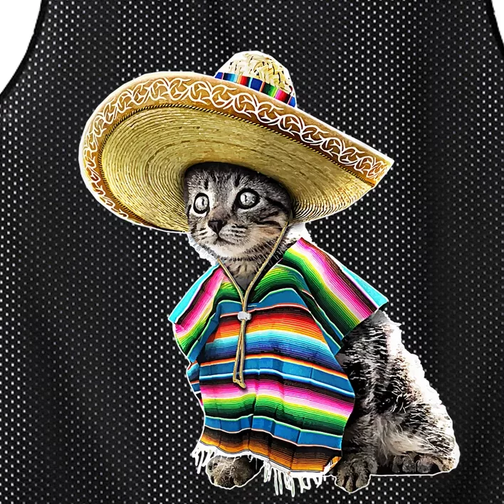 Funny Cinco De Mayo Cat Sombrero Poncho Party Gift Mesh Reversible Basketball Jersey Tank