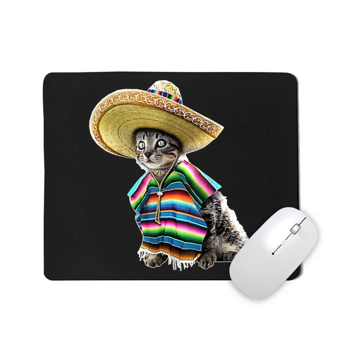 Funny Cinco De Mayo Cat Sombrero Poncho Party Gift Mousepad