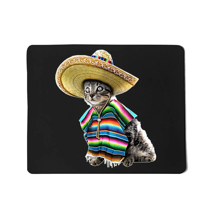 Funny Cinco De Mayo Cat Sombrero Poncho Party Gift Mousepad