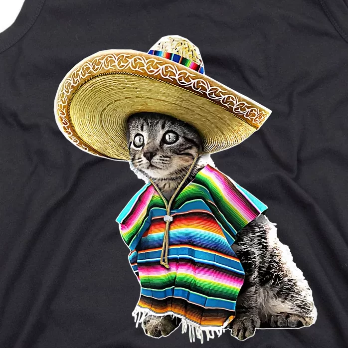 Funny Cinco De Mayo Cat Sombrero Poncho Party Gift Tank Top