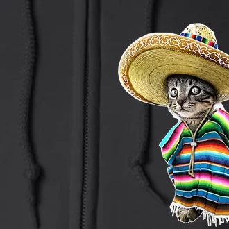 Funny Cinco De Mayo Cat Sombrero Poncho Party Gift Full Zip Hoodie