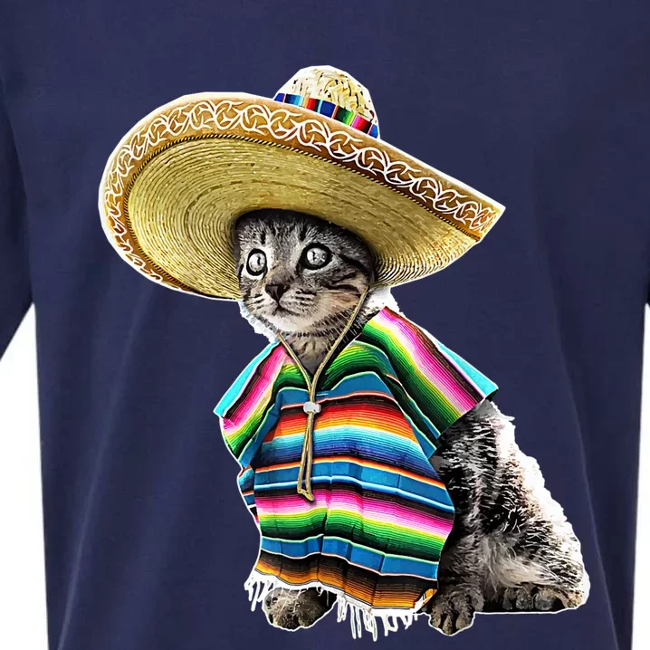 Funny Cinco De Mayo Cat Sombrero Poncho Party Gift Sueded Cloud Jersey T-Shirt