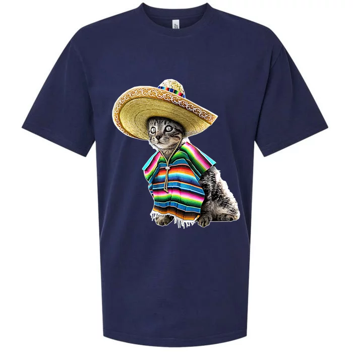 Funny Cinco De Mayo Cat Sombrero Poncho Party Gift Sueded Cloud Jersey T-Shirt