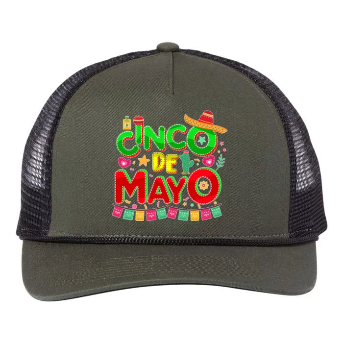 Festive Cinco De Mayo Retro Rope Trucker Hat Cap