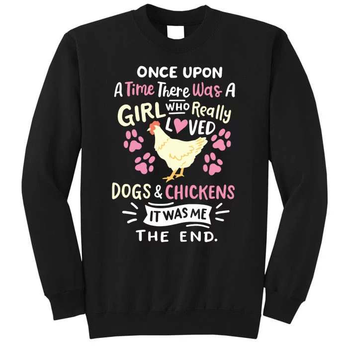 Funny Chicken Dog Lover For Women Girl Farmer Tall Sweatshirt