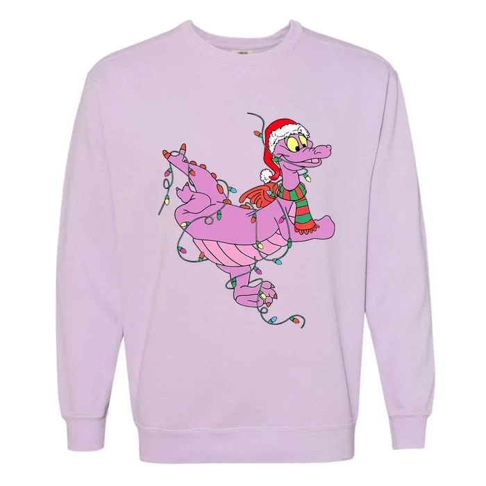 Funny Cute Dragon Figment Lights Christmas Garment-Dyed Sweatshirt