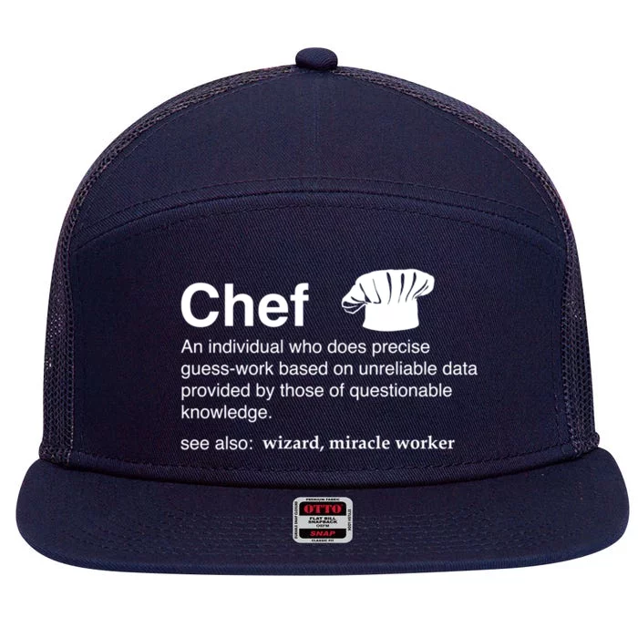 Funny Chef Definition Gift For Souschefs Gift 7 Panel Mesh Trucker Snapback Hat