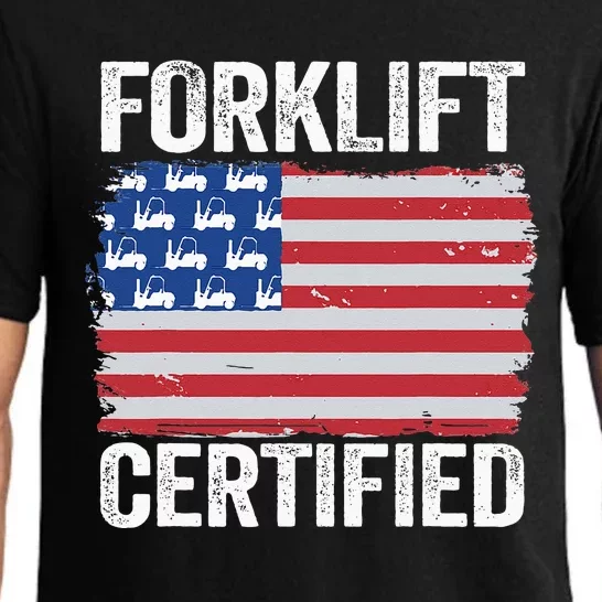 Forklift Certified Daddy American Flag Funny Forklift Driver Pajama Set