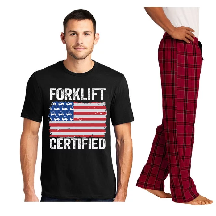 Forklift Certified Daddy American Flag Funny Forklift Driver Pajama Set