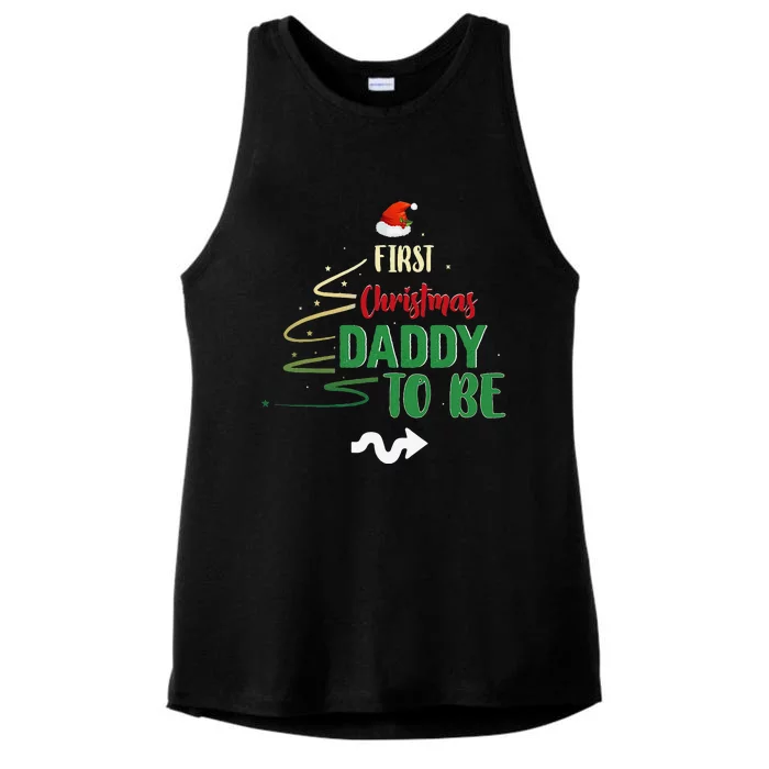 First Christmas Daddy To Be Pregnancy Announcement Gifts Funny Ladies Tri-Blend Wicking Tank