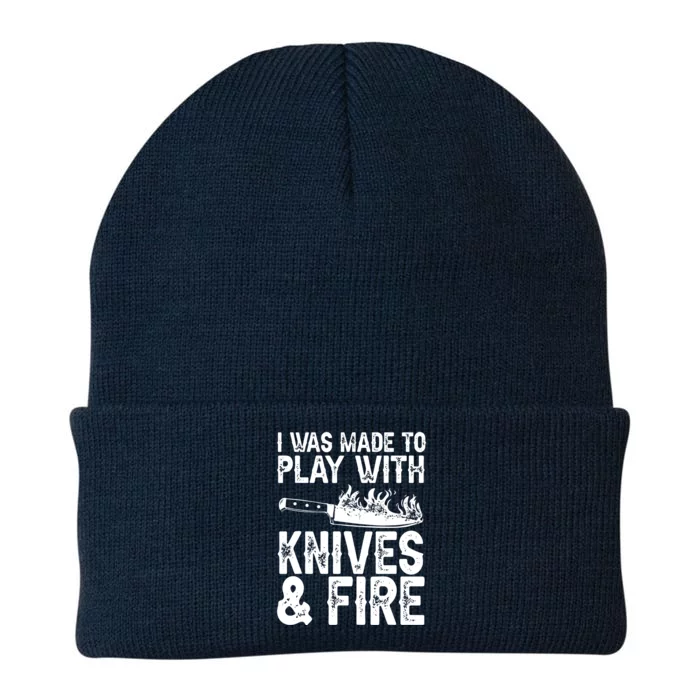 Funny Chef Design For Men Women Knives Play Cooking Lovers Knit Cap Winter Beanie