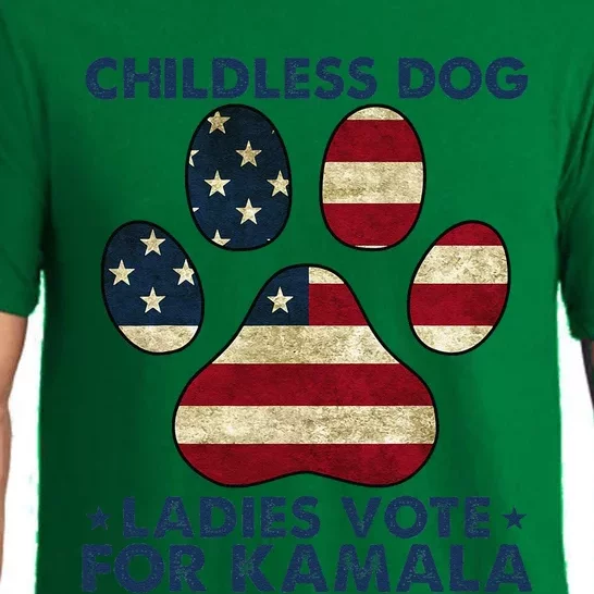 Funny Childless Dog Ladies Vote For Kamala Usa Flag Gift Pajama Set