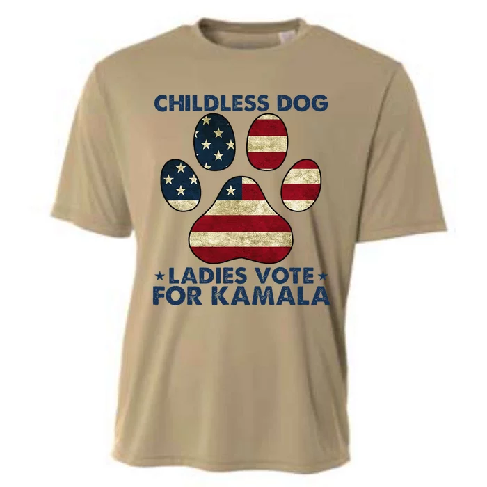 Funny Childless Dog Ladies Vote For Kamala Usa Flag Gift Cooling Performance Crew T-Shirt