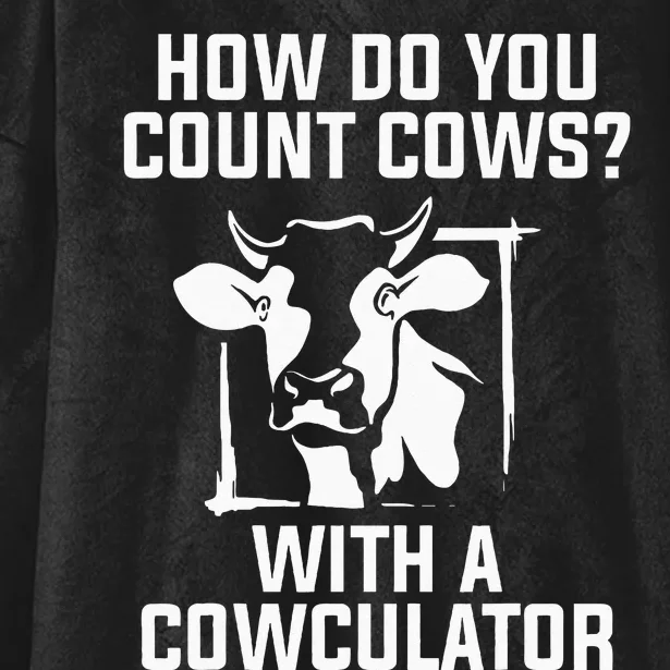 Funny Cow Design Cowculator Play On Words Farming Pun Nerd Hooded Wearable Blanket