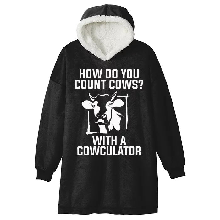 Funny Cow Design Cowculator Play On Words Farming Pun Nerd Hooded Wearable Blanket