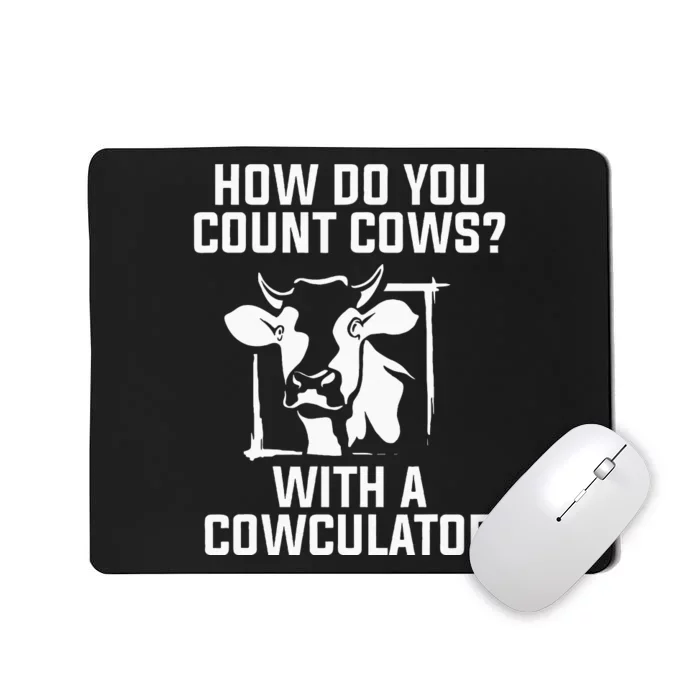 Funny Cow Design Cowculator Play On Words Farming Pun Nerd Mousepad