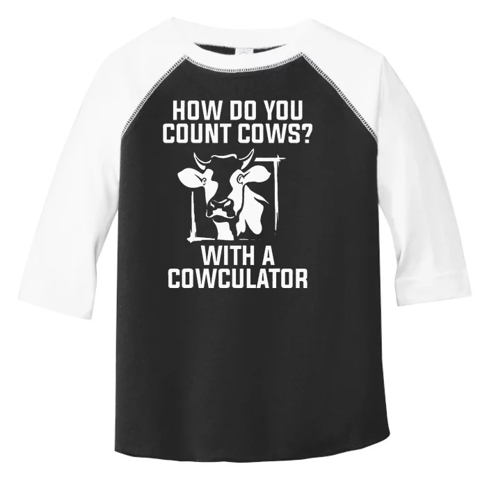 Funny Cow Design Cowculator Play On Words Farming Pun Nerd Toddler Fine Jersey T-Shirt