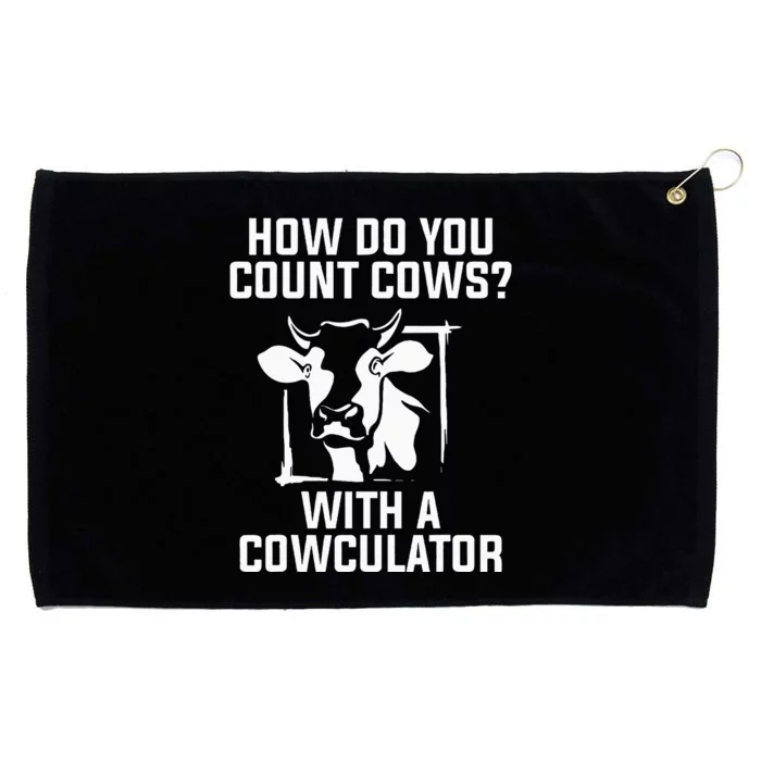 Funny Cow Design Cowculator Play On Words Farming Pun Nerd Grommeted Golf Towel