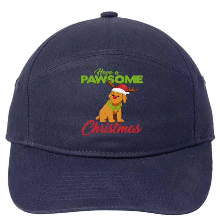 Funny Christmas Dog Pug Have A Pawsome Xmas Cute Gift 7-Panel Snapback Hat