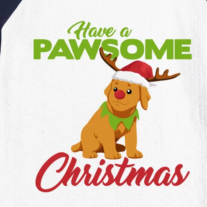 Funny Christmas Dog Pug Have A Pawsome Xmas Cute Gift Baseball Sleeve Shirt