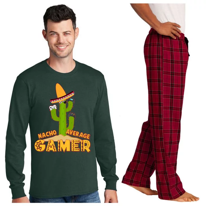 Funny Cinco De Mayo Nacho Average Gamer Cactus Gamer Long Sleeve Pajama Set