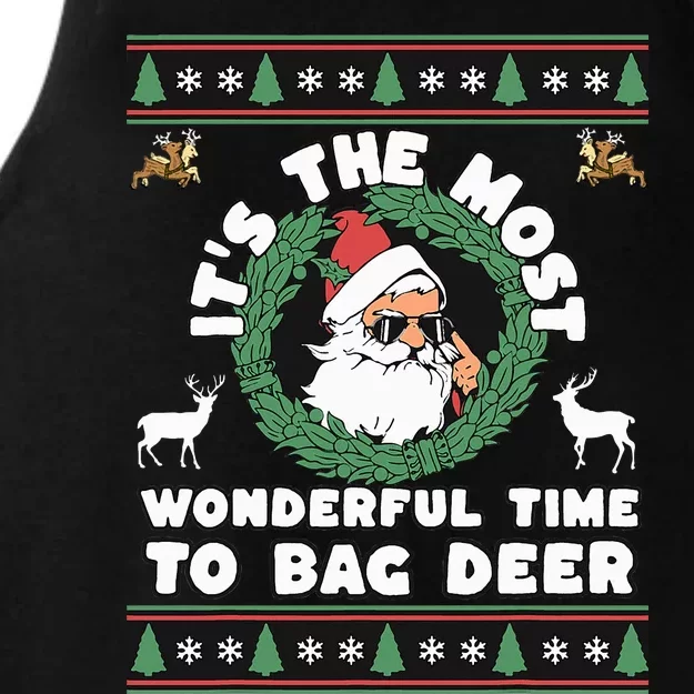 Funny Christmas Deer Hunting Bag Deer Ladies Tri-Blend Wicking Tank